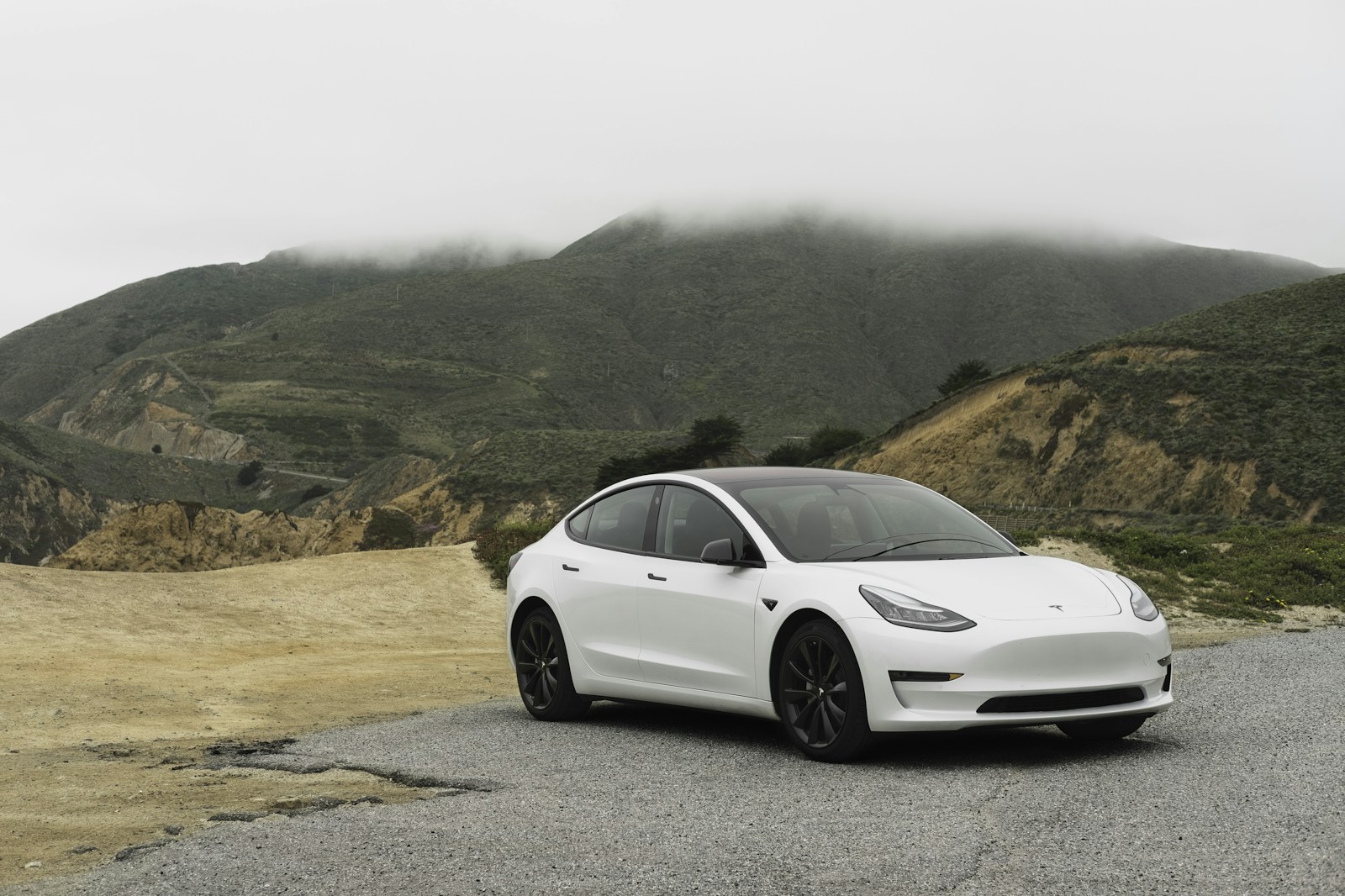 Close-up front view of an electric car